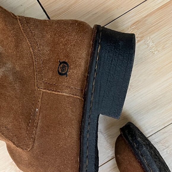 Born Audie Boots Womens 6.5 Brown Suede Leather Round Toe Mid Calf Pull On - Picture 2 of 10